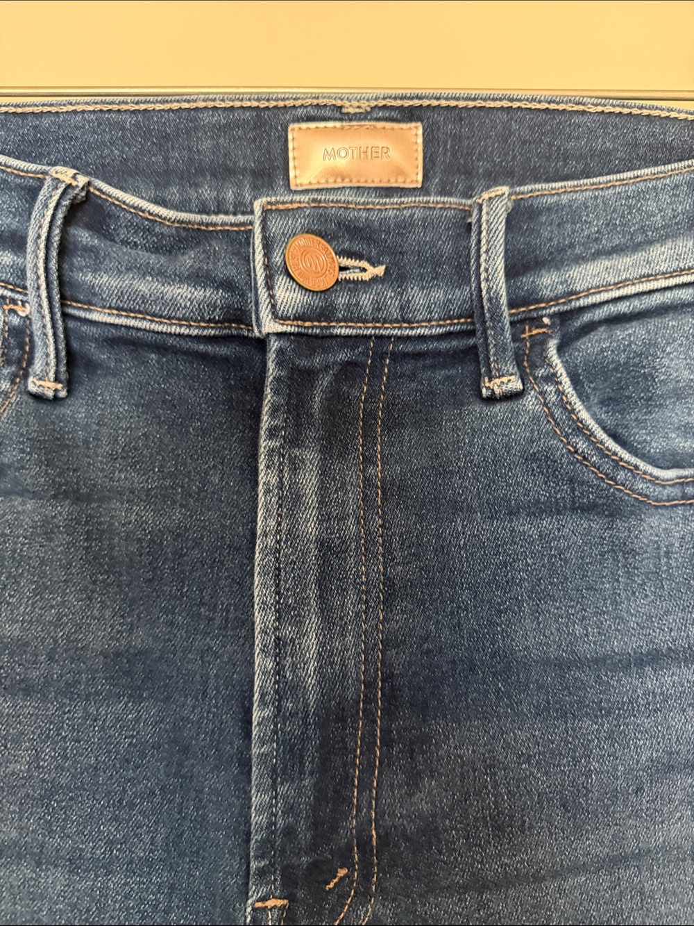 MOTHER ‘The Hustler Ankle Fray’ Dark Blue Denim Jeans | Size 27